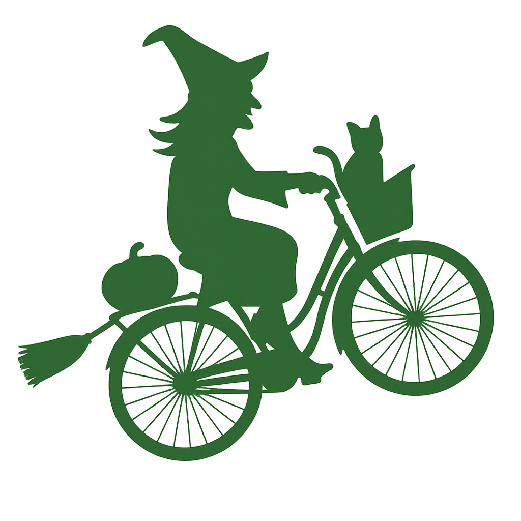Hexe auf Fahrrad